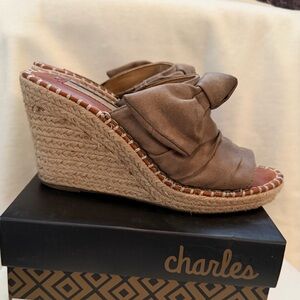 Charles By Charles David Taupe Knot Espadrille Wedges